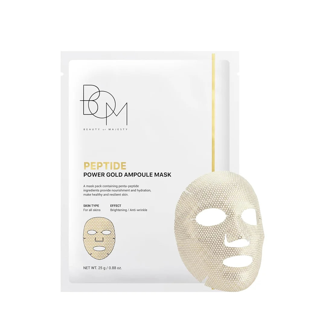 BOM Peptide Power Gold Ampoule Mask - lakštinių kaukių dėžutė 5 vnt.