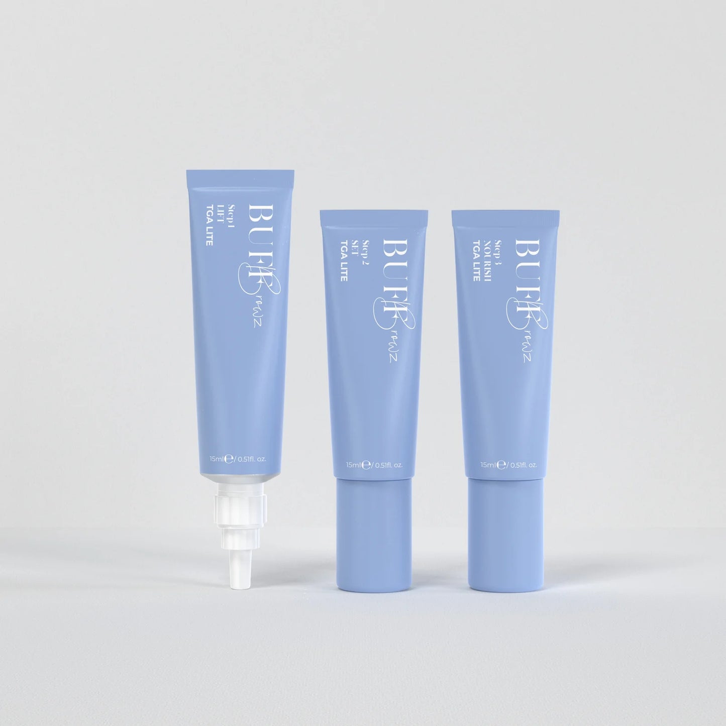 BUFF BROWZ TGA Lite Brow Lamination Kit - 1,2 & 3 Steps - 3 x 15ml
