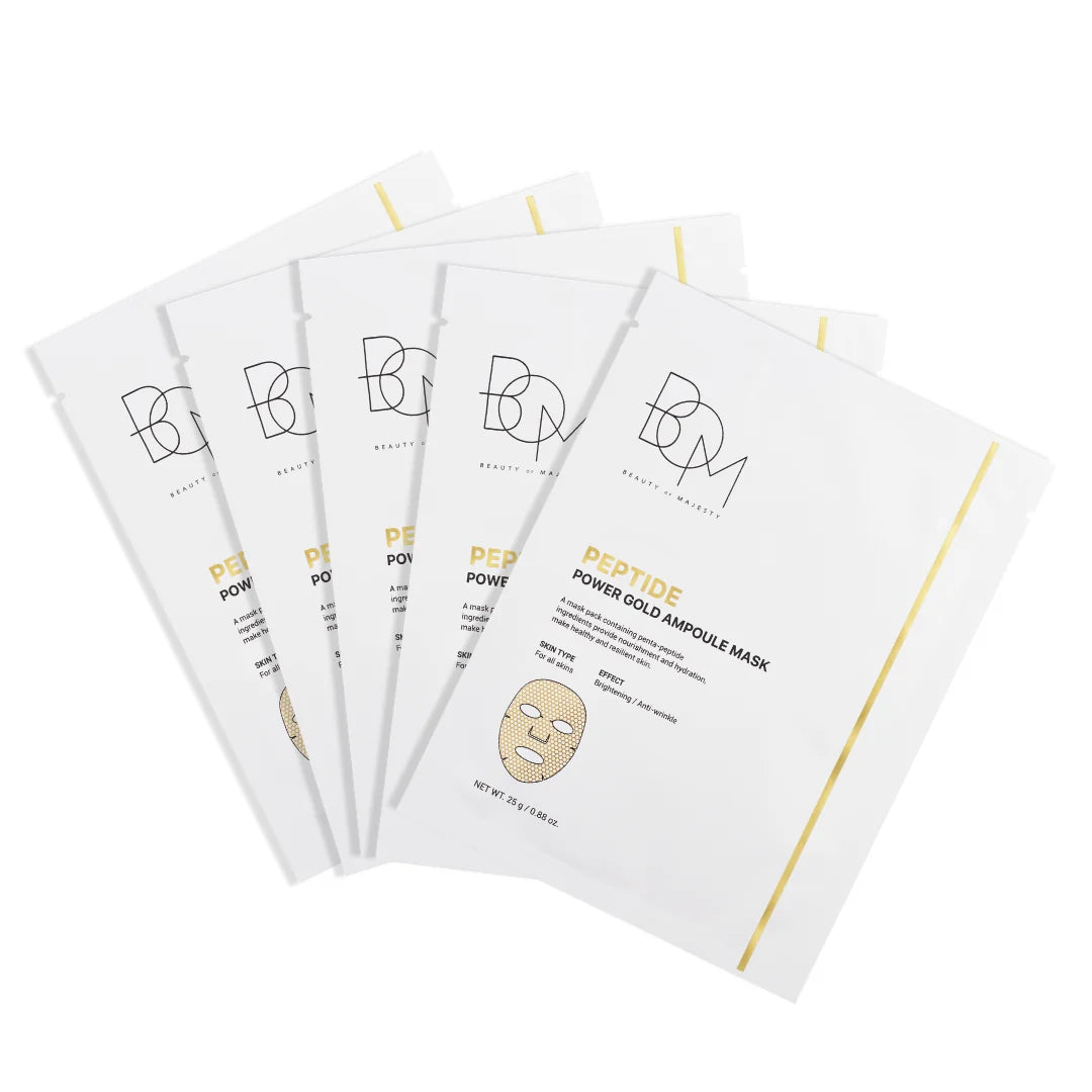 BOM Peptide Power Gold Ampoule Mask - lakštinių kaukių dėžutė 5 vnt.