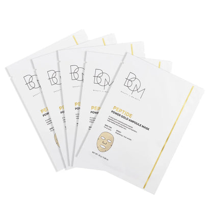 BOM Peptide Power Gold Ampoule Mask - lakštinių kaukių dėžutė 5 vnt.