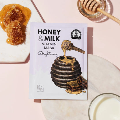 BOM Honey & Milk Vitamin Mask - skaistinanti lakštinė veido kaukė