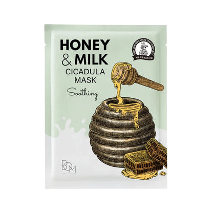 BOM Honey & Milk Cicadula Mask - raminančios lakštinės kaukės, dėžutė 10 vnt.