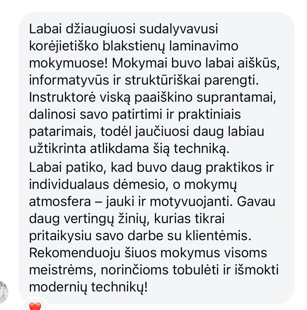 Korėjietiškas Blakstienų rietimo (Korean Lashlift) Masterclass (rezervacija)