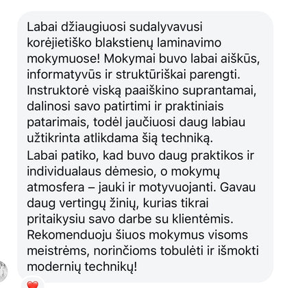 Korėjietiškas Blakstienų rietimo (Korean Lashlift) Masterclass (rezervacija)