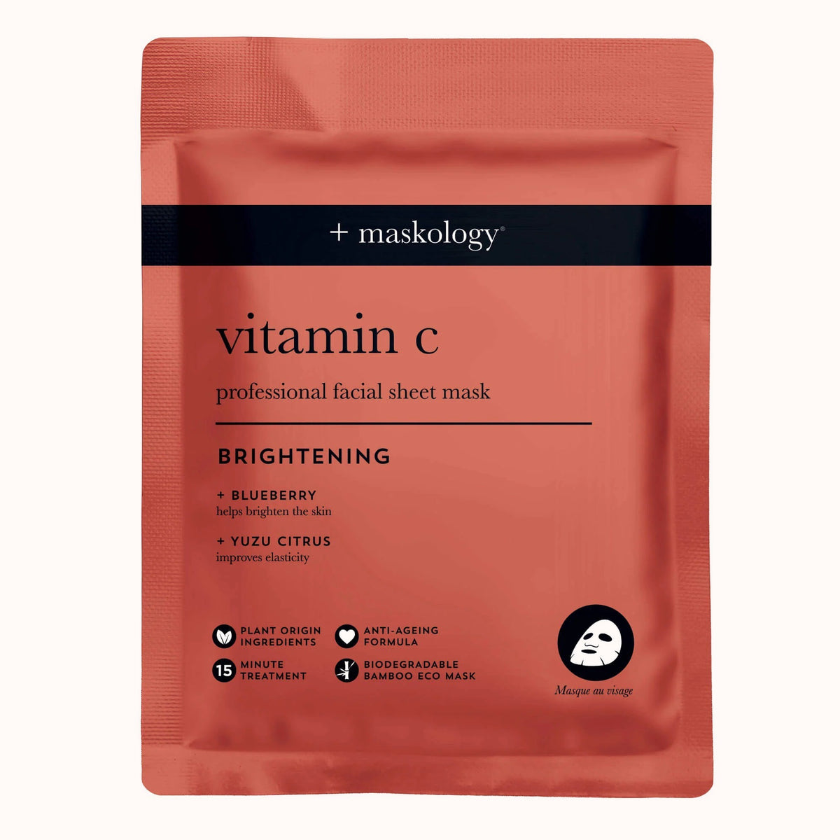Maskology VITAMIN C lakštinė veido kaukė su vitaminu C, 22ml
