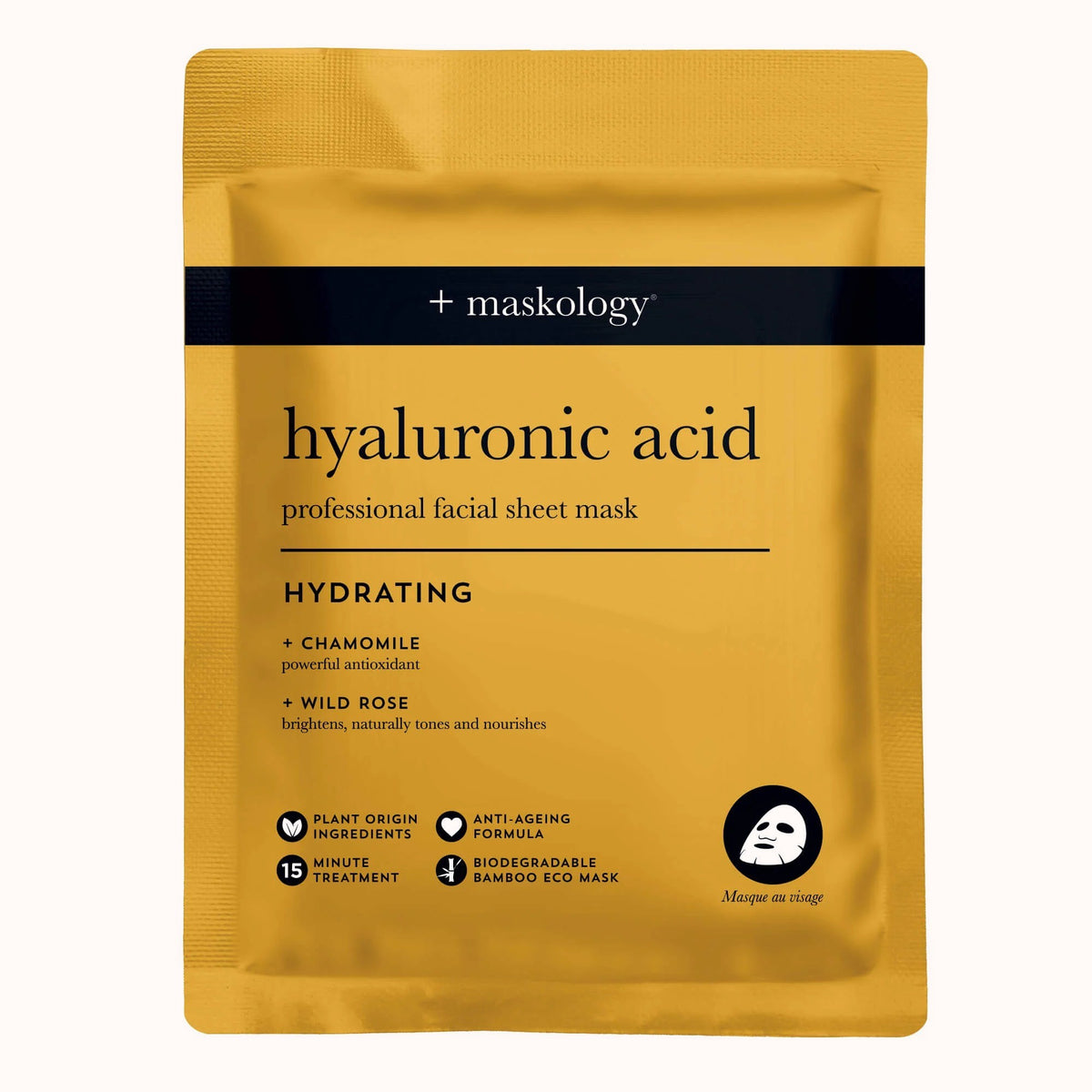 Maskology HYALURONIC ACID lakštinė veido kaukė su hialuronu, 22ml