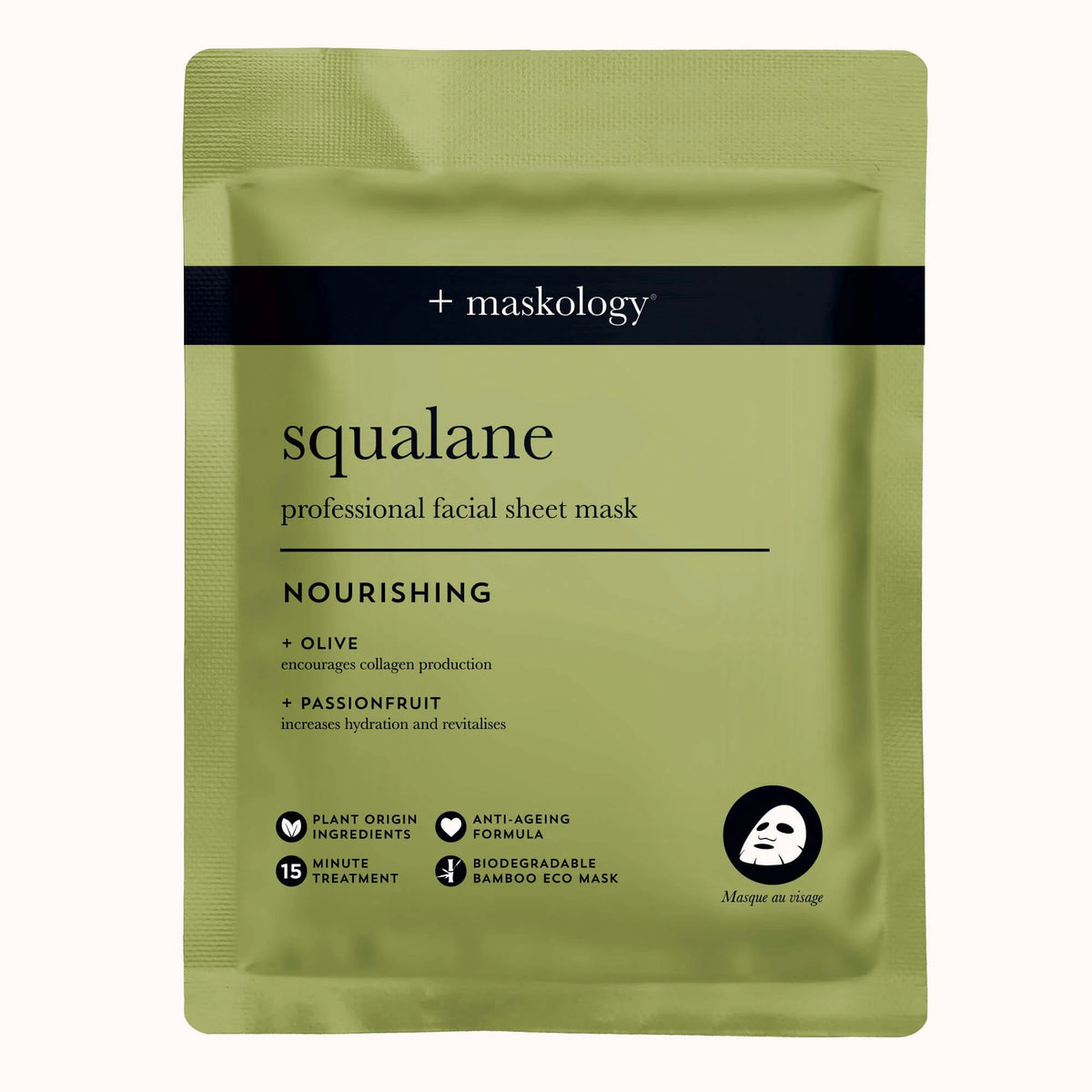 Maskology SQUALANE lakštinė veido kaukė su skvalanu, 22ml